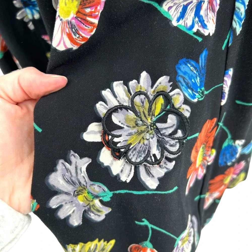 Anthropologie Moulinette Soeurs Astere Everywhere‎ Dress Floral Black Size 2 - Picture 6 of 15